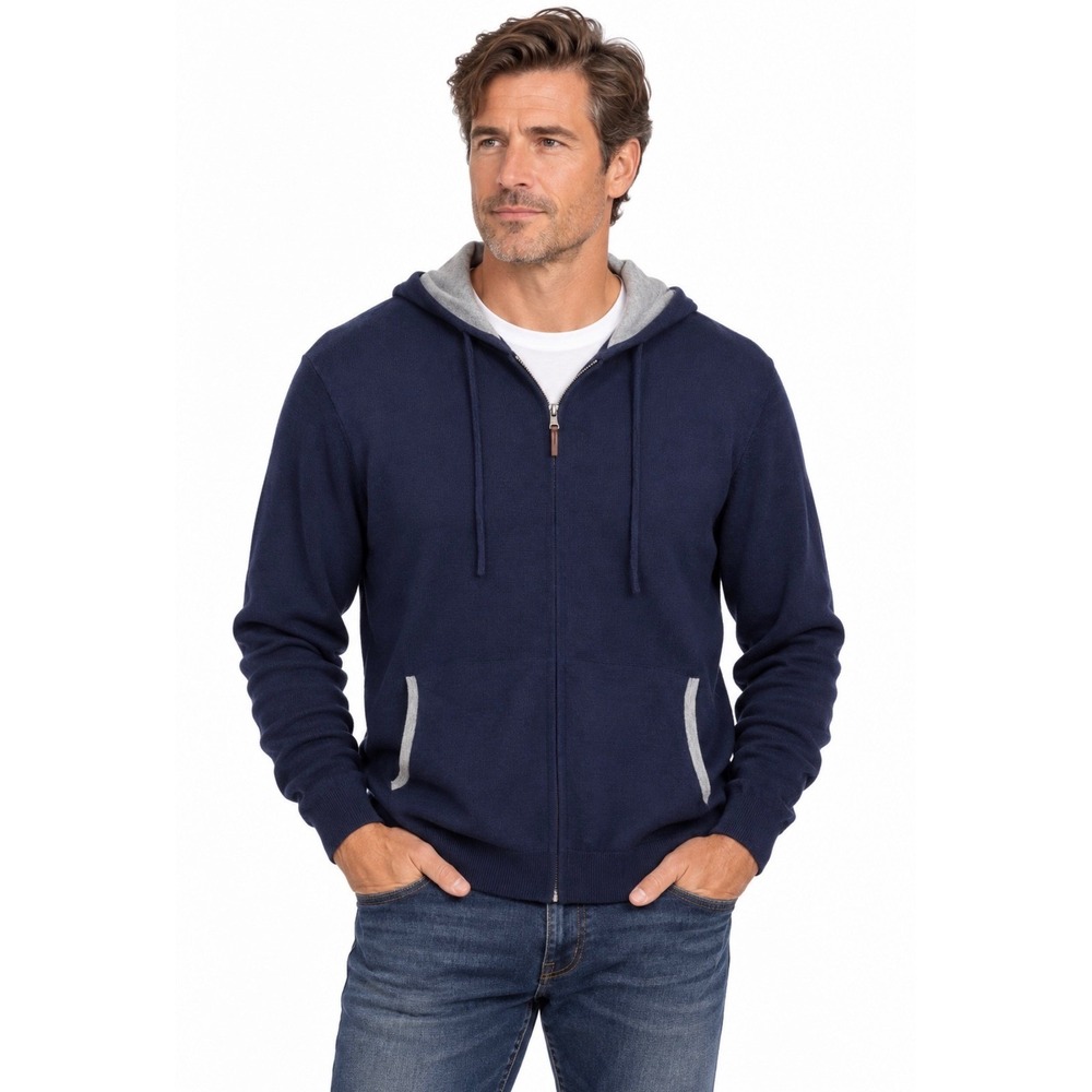 NEW Fairway & Greene Holland Hoodie Merino Wool Sweater Jacket Mens Size M Navy